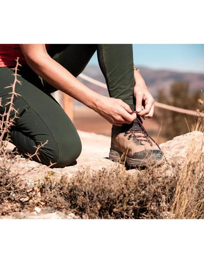 WOMEN’S TREKKING & TRAVEL STURDY LEGGINGS - TRAVEL 500 - KHAKI
