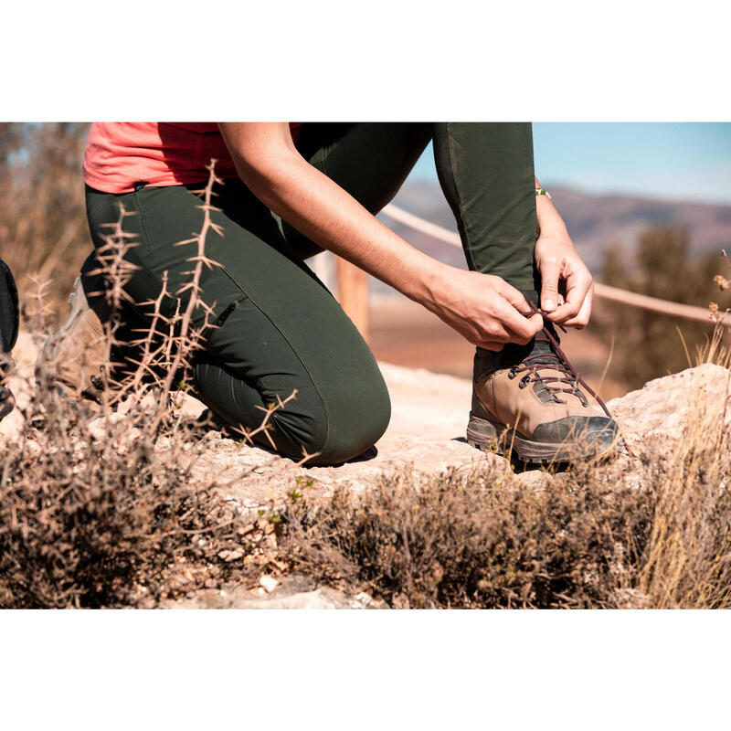 Chaussures en cuir imperméables de trekking - MT100 Femme