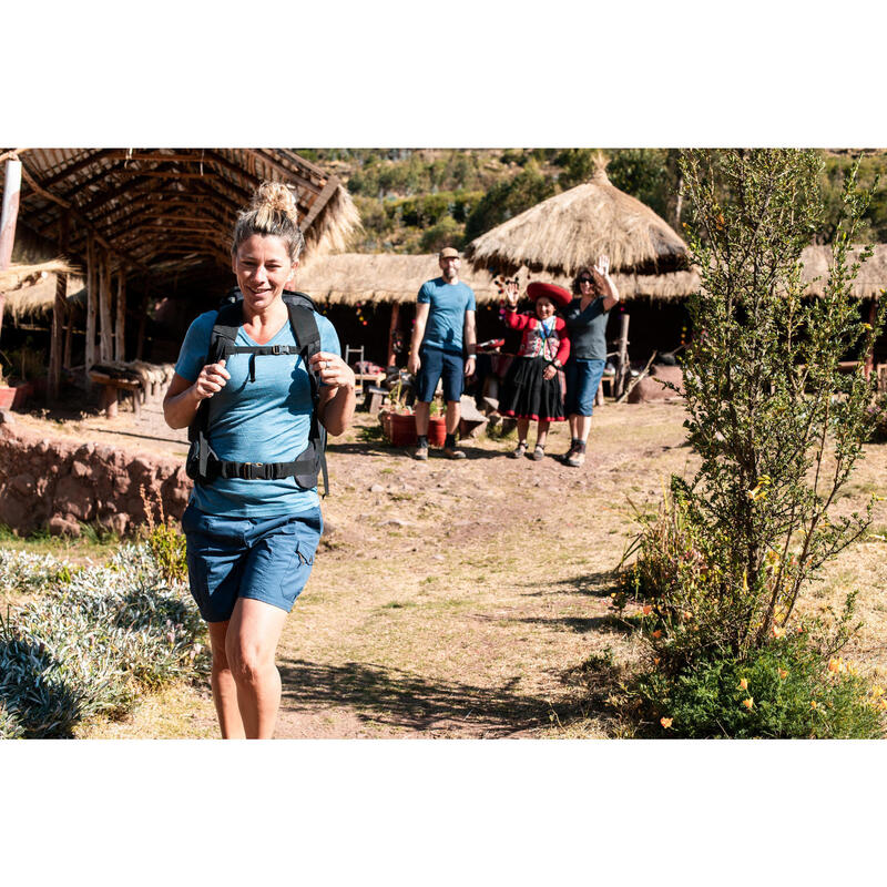 Short de trek voyage - TRAVEL 100 bleu femme