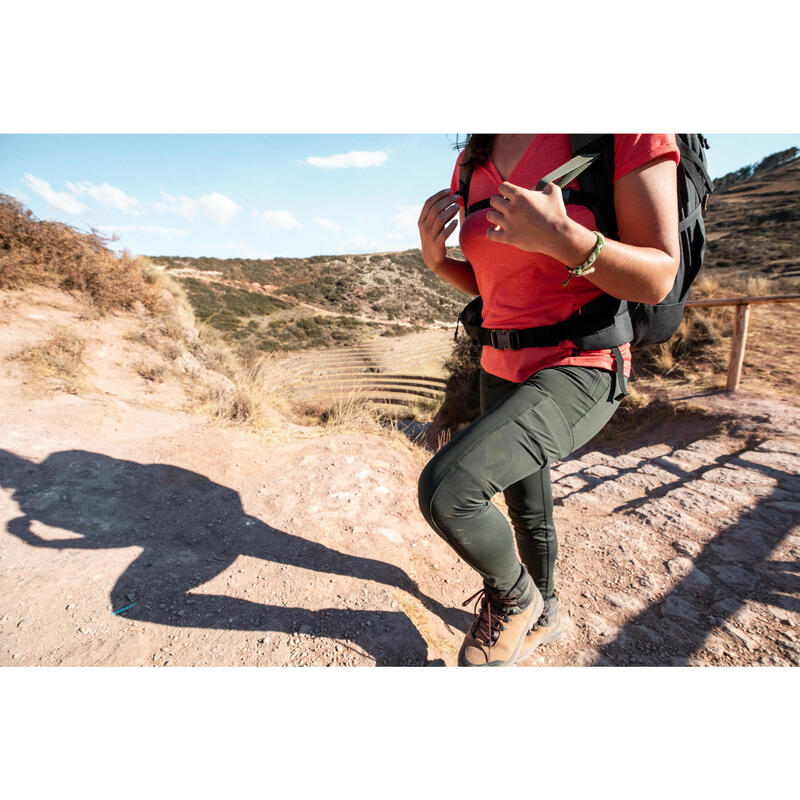 Women's Trek Reinforced & Multipocket Leggings Travel 500 - Khaki
