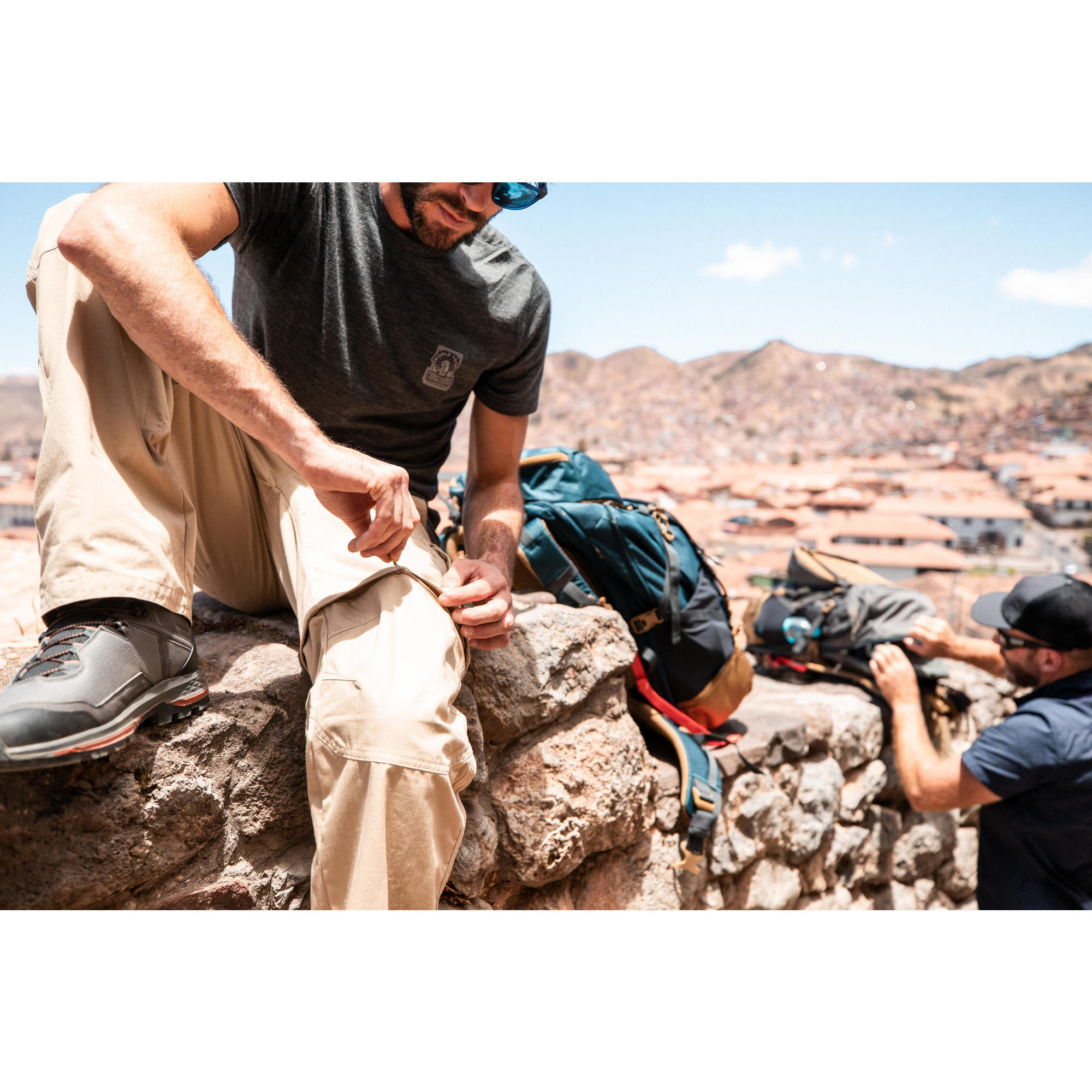 Modular trekking cargo pants - TRAVEL 100 MODUL sand man