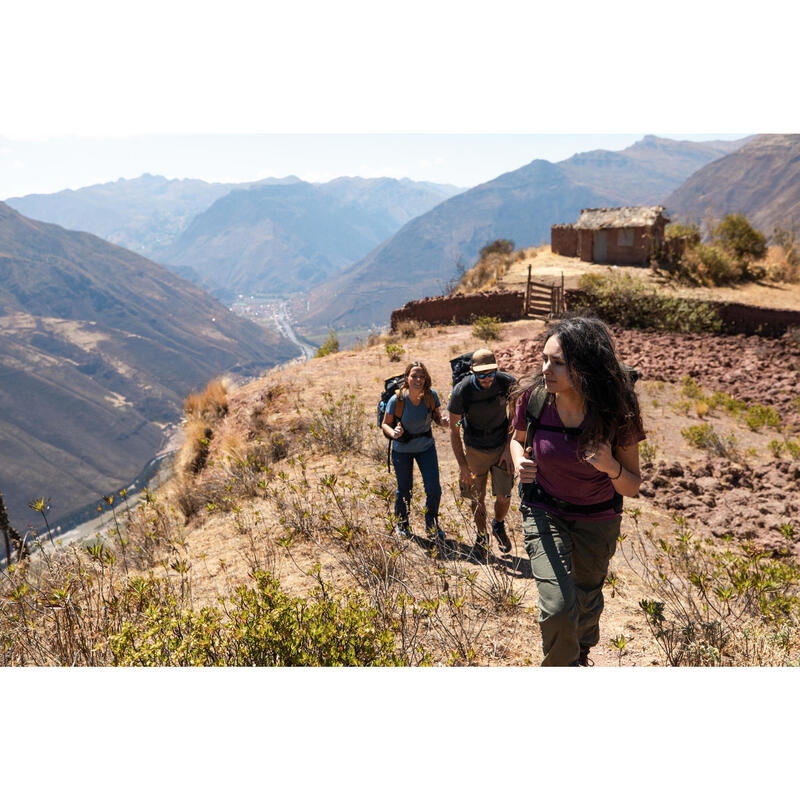 女款登山健行長褲Travel 100－卡其色