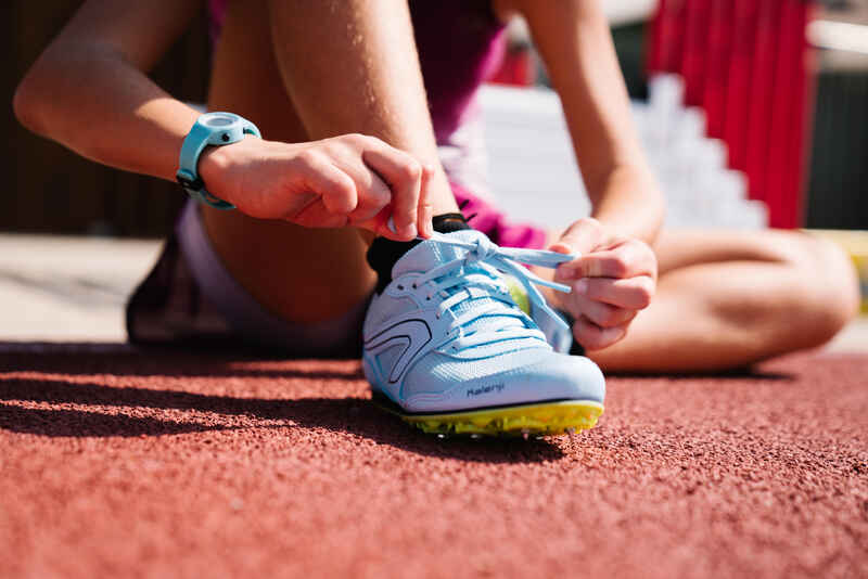 Laufschuhe Leichtathletik Spikes Kinder/Erwachsene - At Start hellblau -  Decathlon