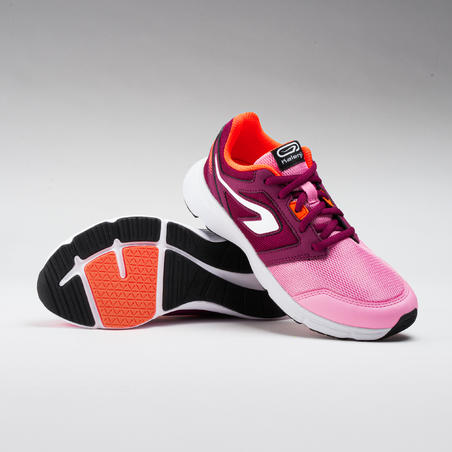 Chaussures Enfant D Athletisme Run Support Lacet Roses Et Bordeaux Decathlon