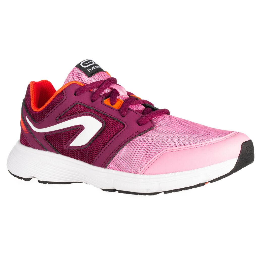 Laufschuhe Leichtathletik Run Support mit Schnürung Kinder rosa/bordeaux