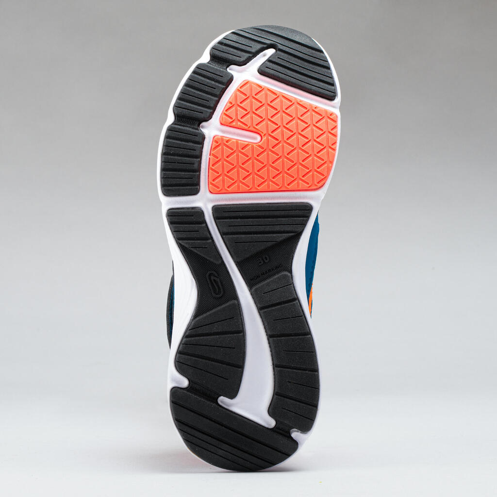 Laufschuhe Leichtathletik Run Support Klettverschluss Kinder blau/neonkoralle