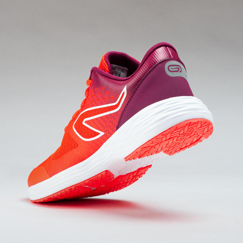 chaussures enfant d'athlétisme AT 500 kiprun fast rose fluo- bordeaux