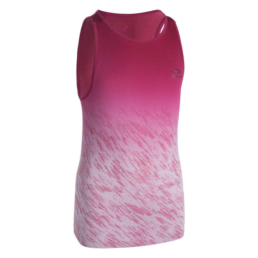 AT 500 Girl's lightweight running and athletics tank top - blue and neon pink