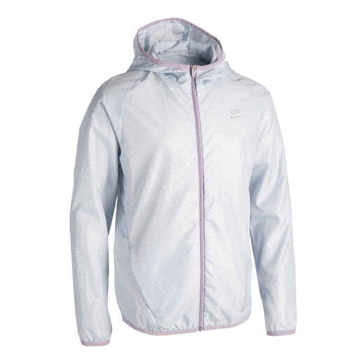 
      Veste enfant coupe vent d'athlétisme Kalenji AT 100 gris perle rose
  