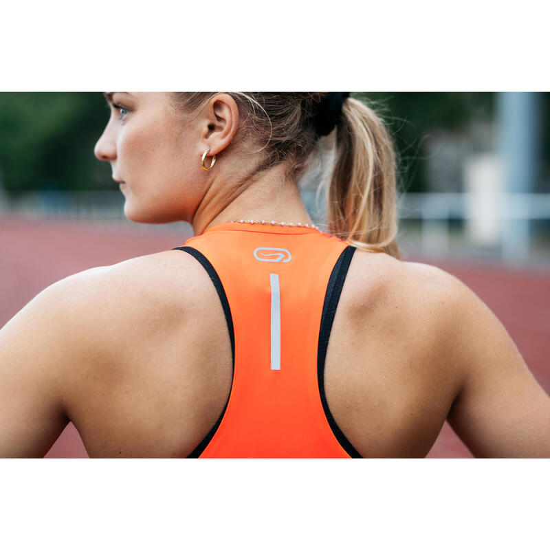 BRASSIERE D'ATHLETISME FEMME BLEUE ET ORANGE