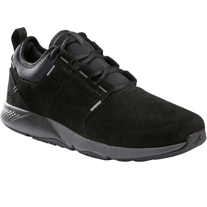 Sneakers voor wandelen in de stad heren Actiwalk Comfort leer zwart