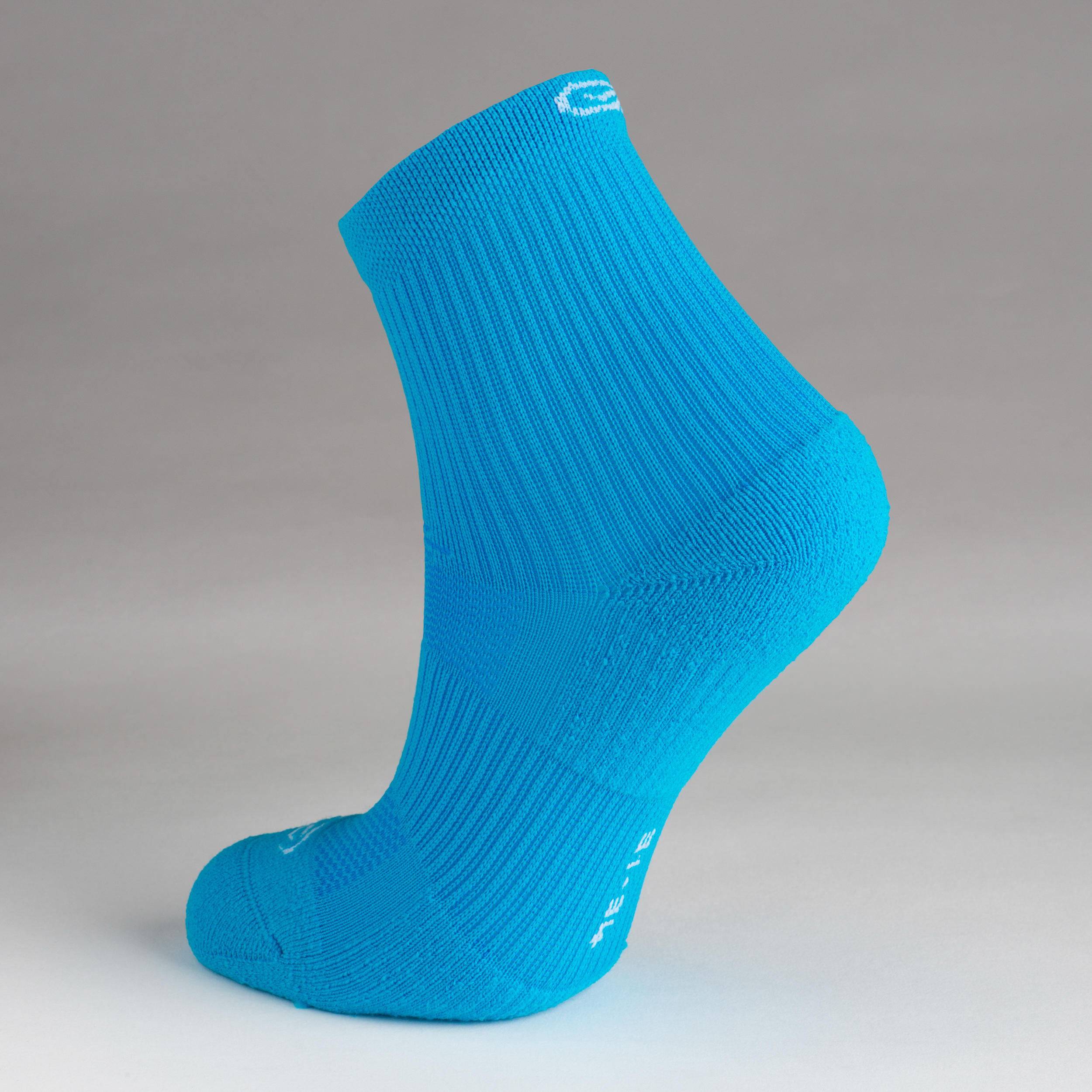 KIDS' COMFORT HIGH LEG ATHLETICS SOCKS PACK OF 2 - TURQUOISE 3/5