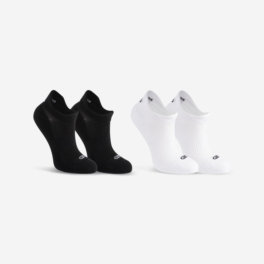 Invisible children's athletics socks set of 2 white black