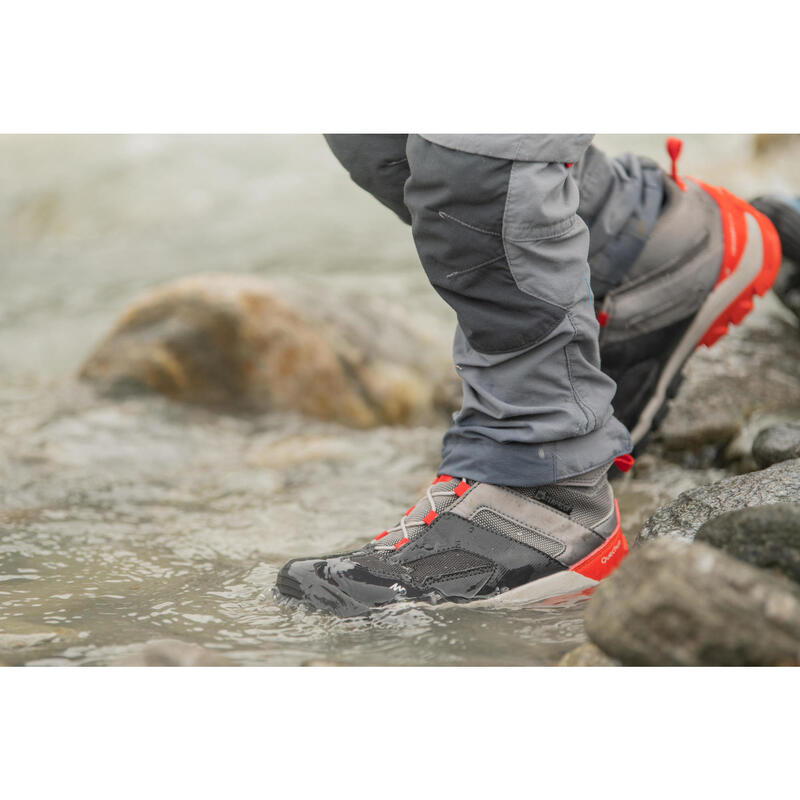 Wanderschuhe Crossrock halbh. wasserdicht Schnellschnürung Kinder Gr. 28–34 grau