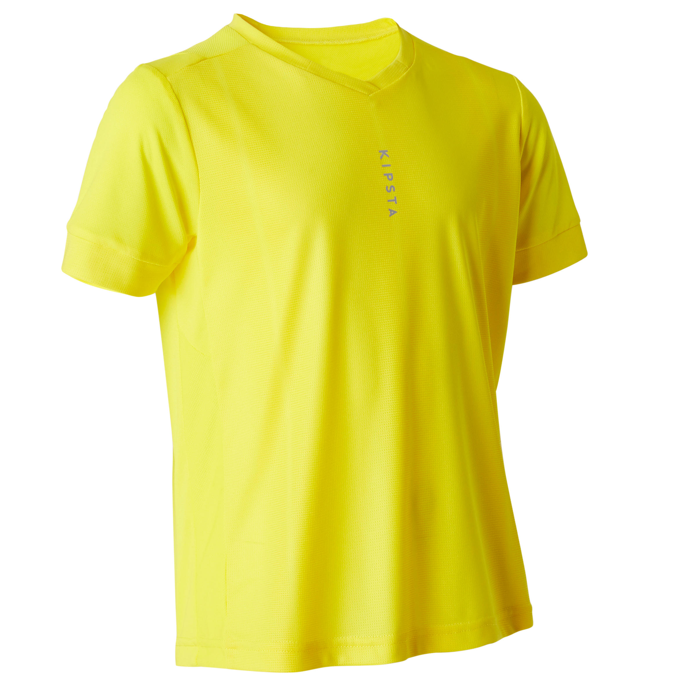 Children's short-sleeved soccer shirt F500 Yellow