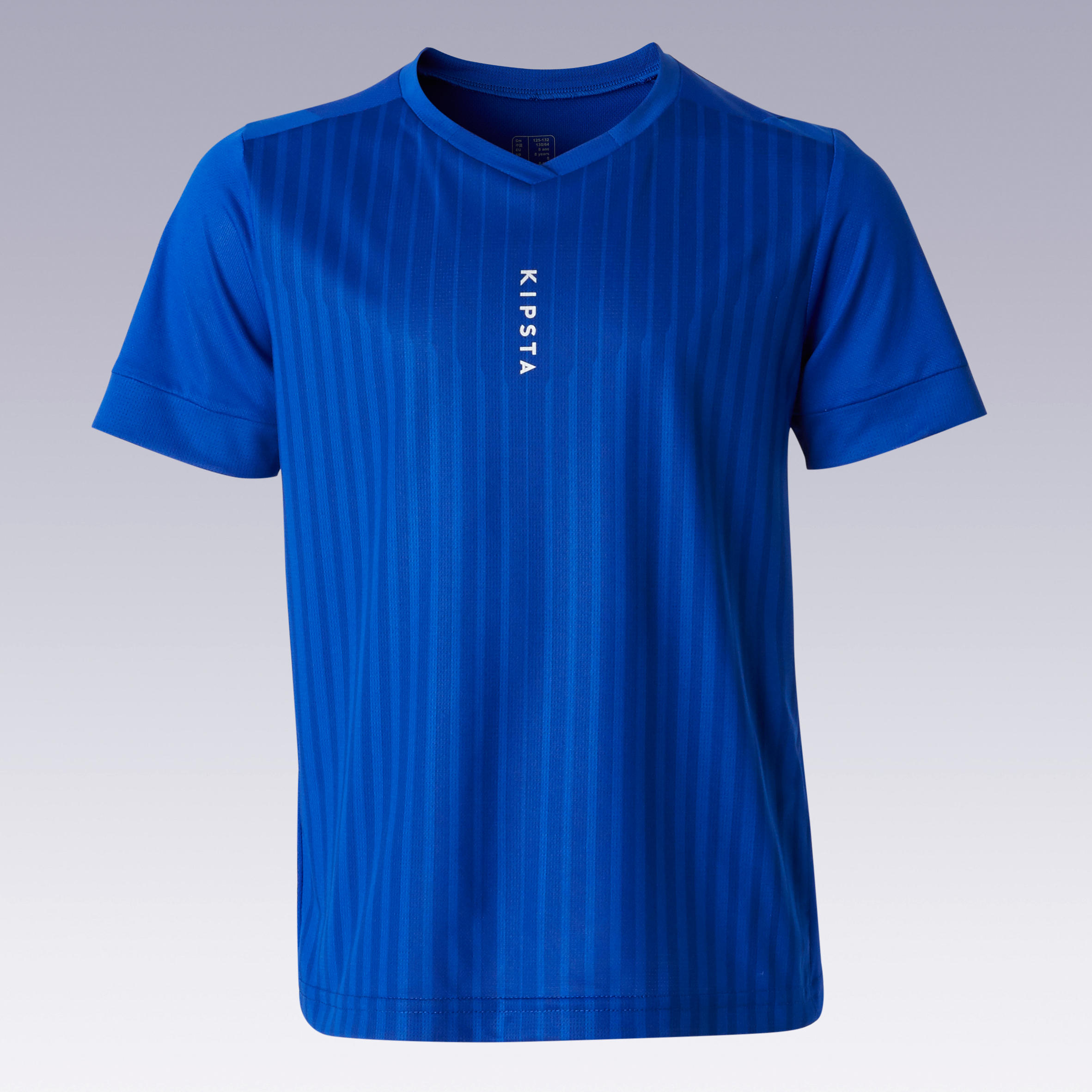 Samarreta de futbol màniga curta júnior F500 blau llis 2/7