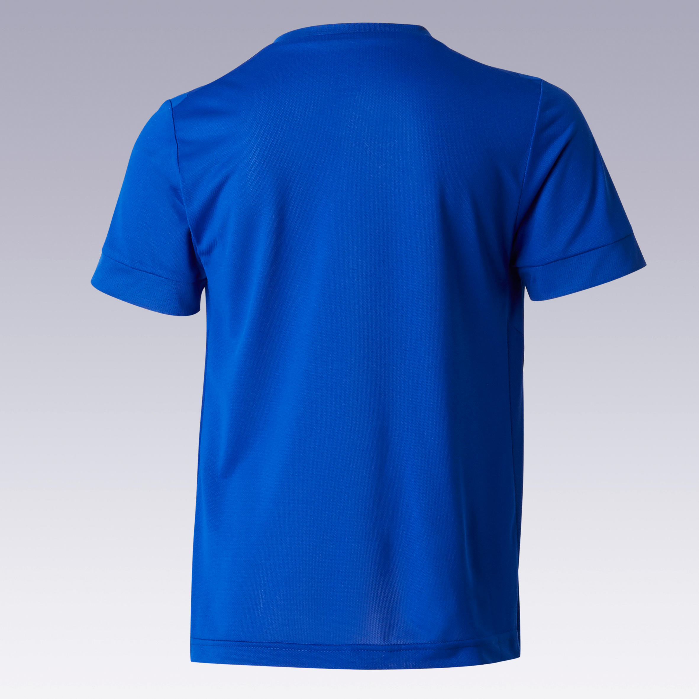 Samarreta de futbol màniga curta júnior F500 blau llis 4/7