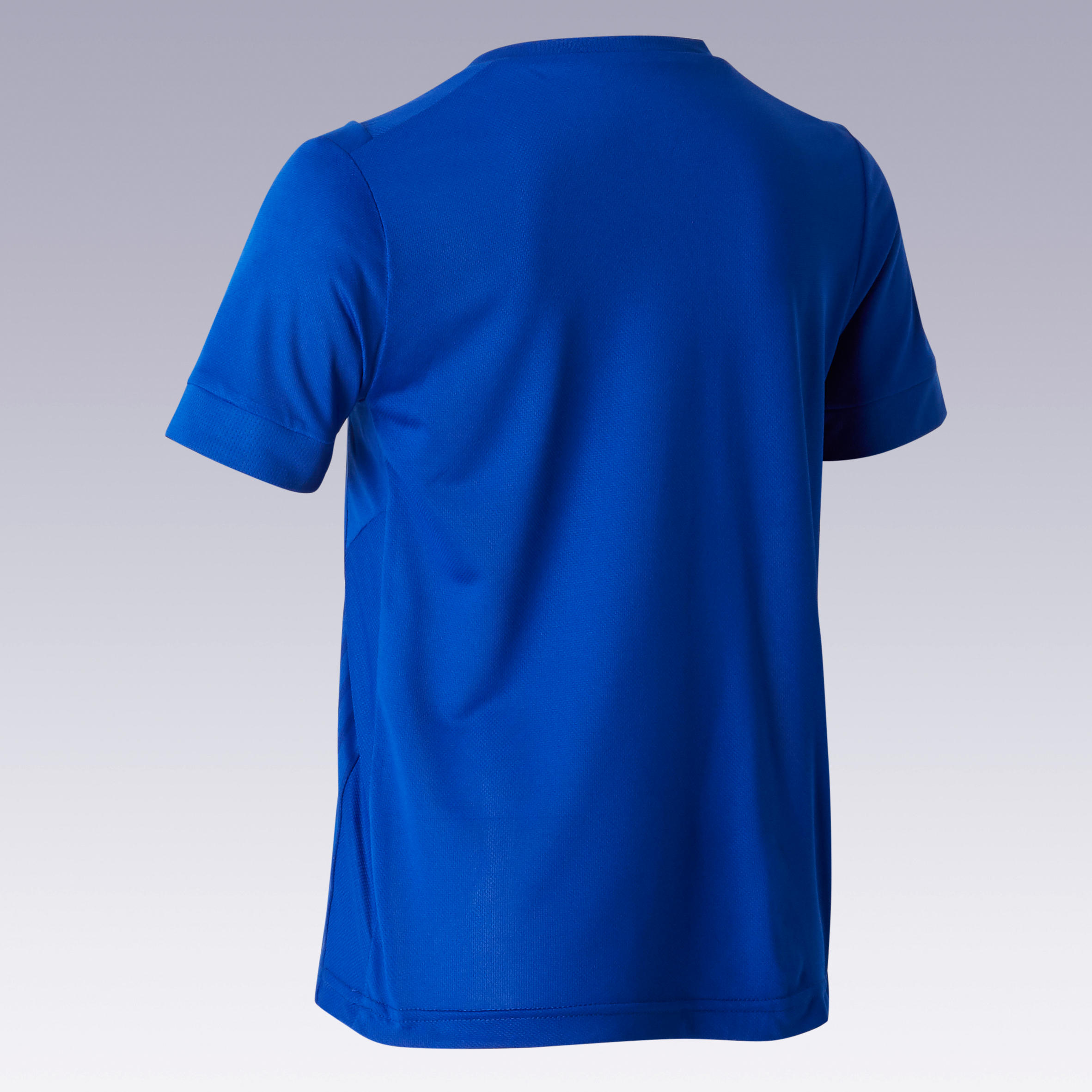 Samarreta de futbol màniga curta júnior F500 blau llis 3/7