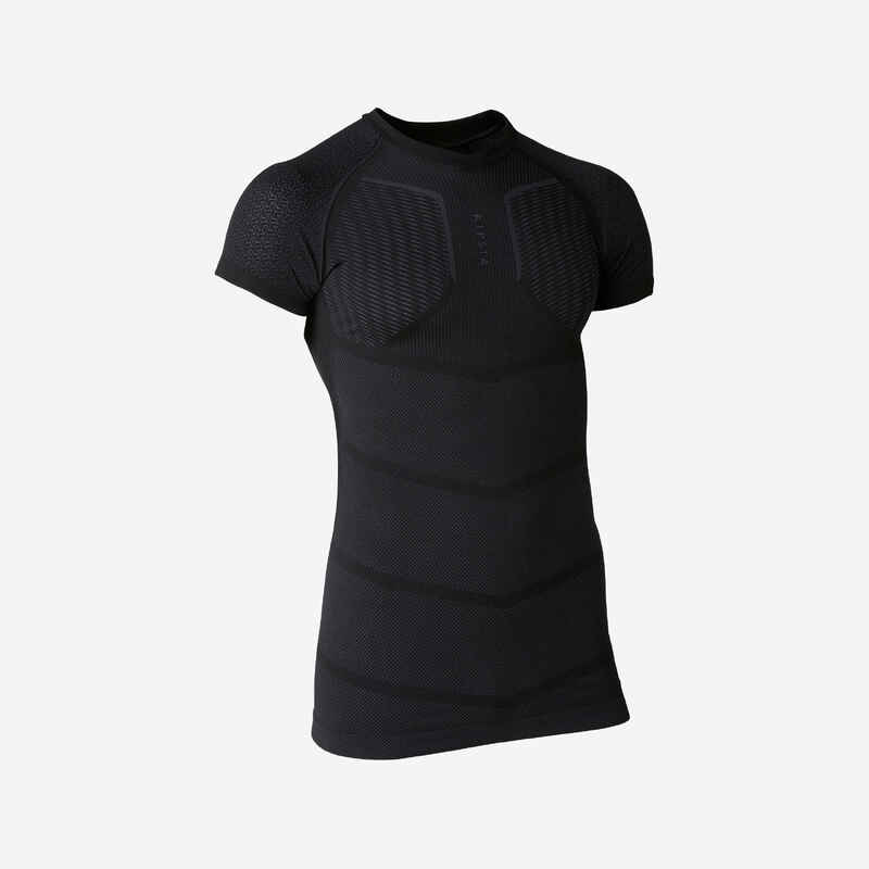 Funktionsshirt kurzarm Fussball Keepdry 500 Damen/Herren schwarz Funktionsshirt kurzarm Fussball Keepdry 500 Damen/Herren schwarz