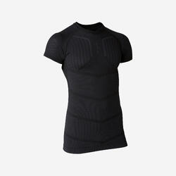 Voetbalthermoshirt met korte mouwen voor volwassenen Keepdry 500 zwart