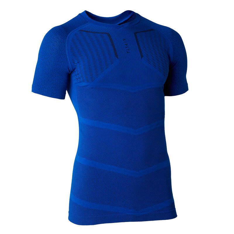 Camiseta Térmica Fútbol Kipsta Keepdry 500 Manga Corta Adulto Azul