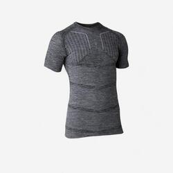 Voetbalthermoshirt met korte mouwen voor volwassenen Keepdry 500 grijs