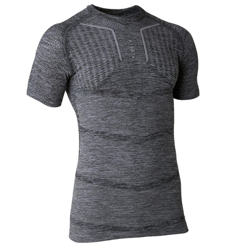 Adult Short-Sleeved Thermal Base Layer Top Keepdry 500 - Grey