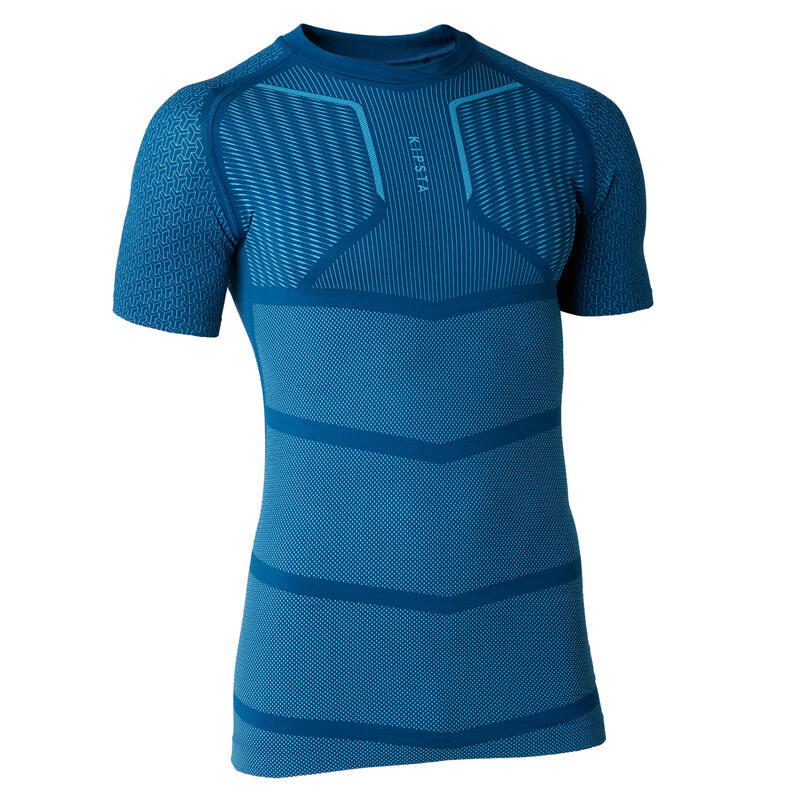 Adult Short-Sleeved Thermal Base Layer Top Keepdry 500 - Petrol Blue 