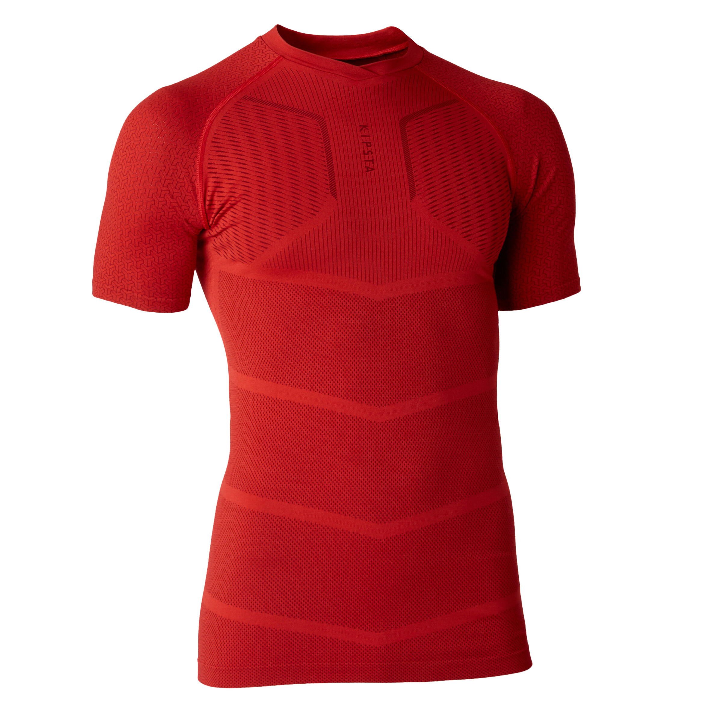 Tricou termic Fotbal Keepdry Roșu Adulți Adulţi