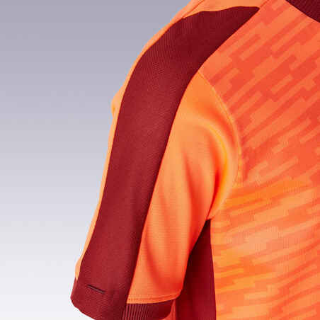 Kids' Short-Sleeved Football Shirt F520 - Orange/Burgundy - Decathlon