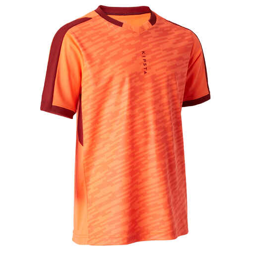 
      Detský futbalový dres s krátkym rukávom F520 oranžovo-bordový
  