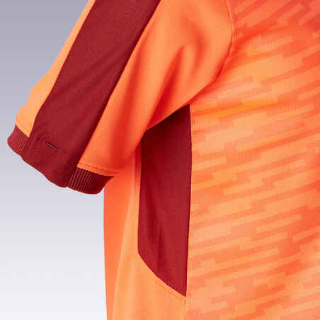 Kids' Short-Sleeved Football Shirt F520 - Orange/Burgundy - Decathlon