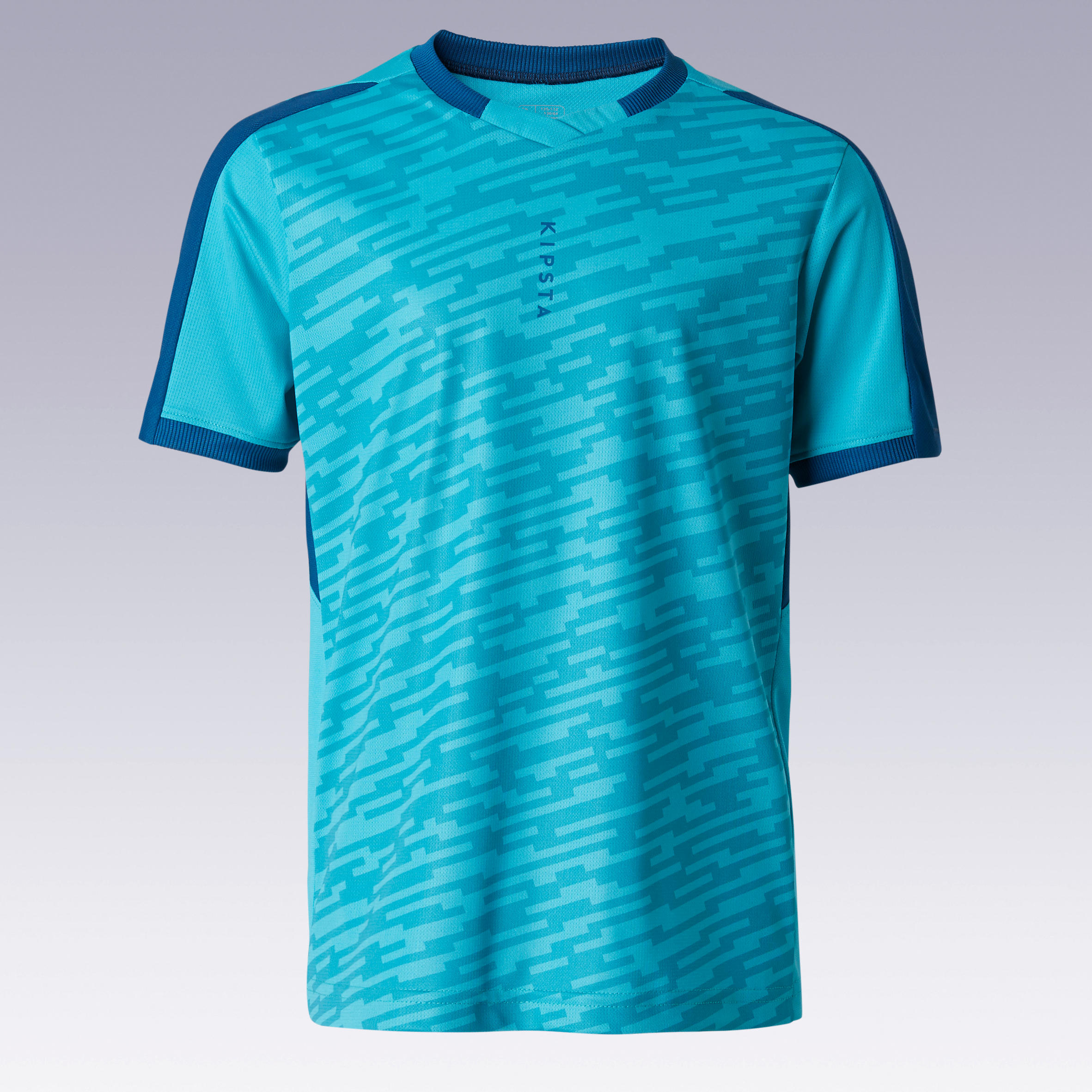 Kids' Short-Sleeved Football Shirt F520 - Turquoise/Blue 2/11