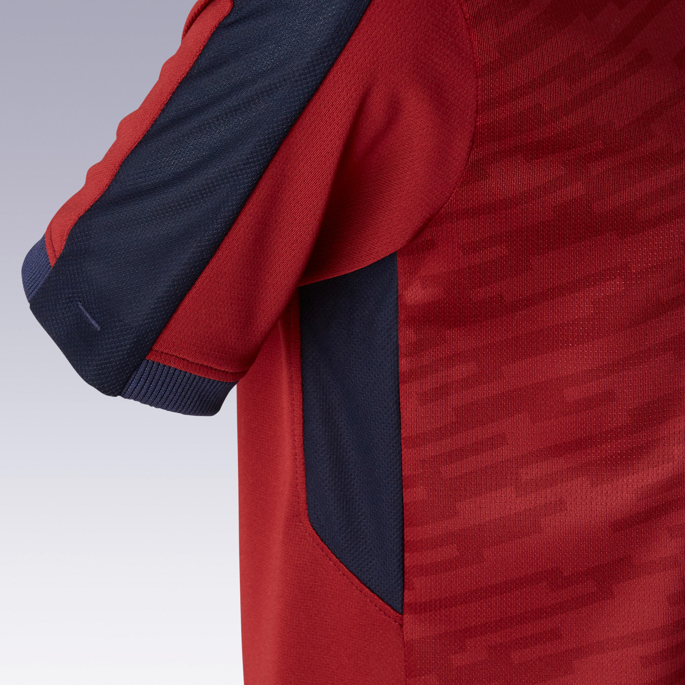 Kids' Short-Sleeved Football Shirt F520 - Burgundy/Navy 6/7