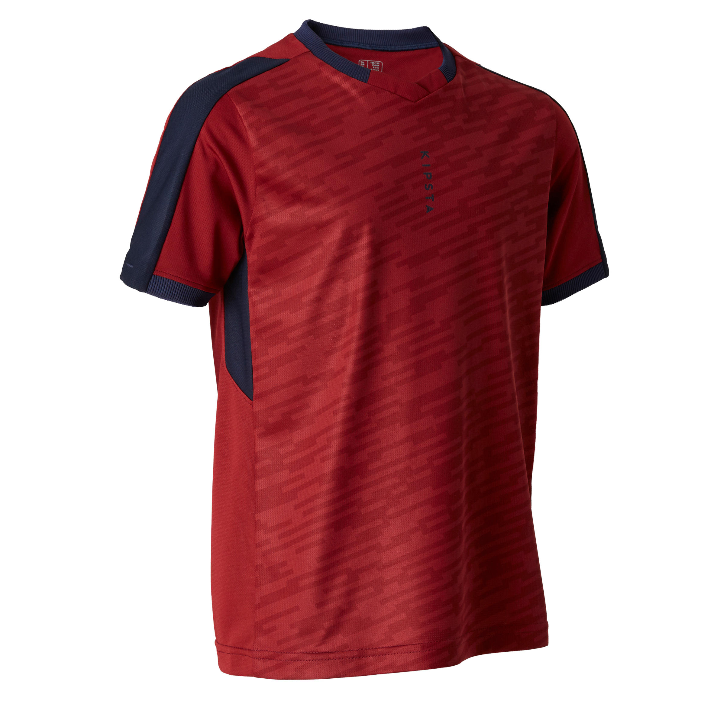 KIPSTA Kids' Short-Sleeved Football Shirt F520 - Burgundy/Navy