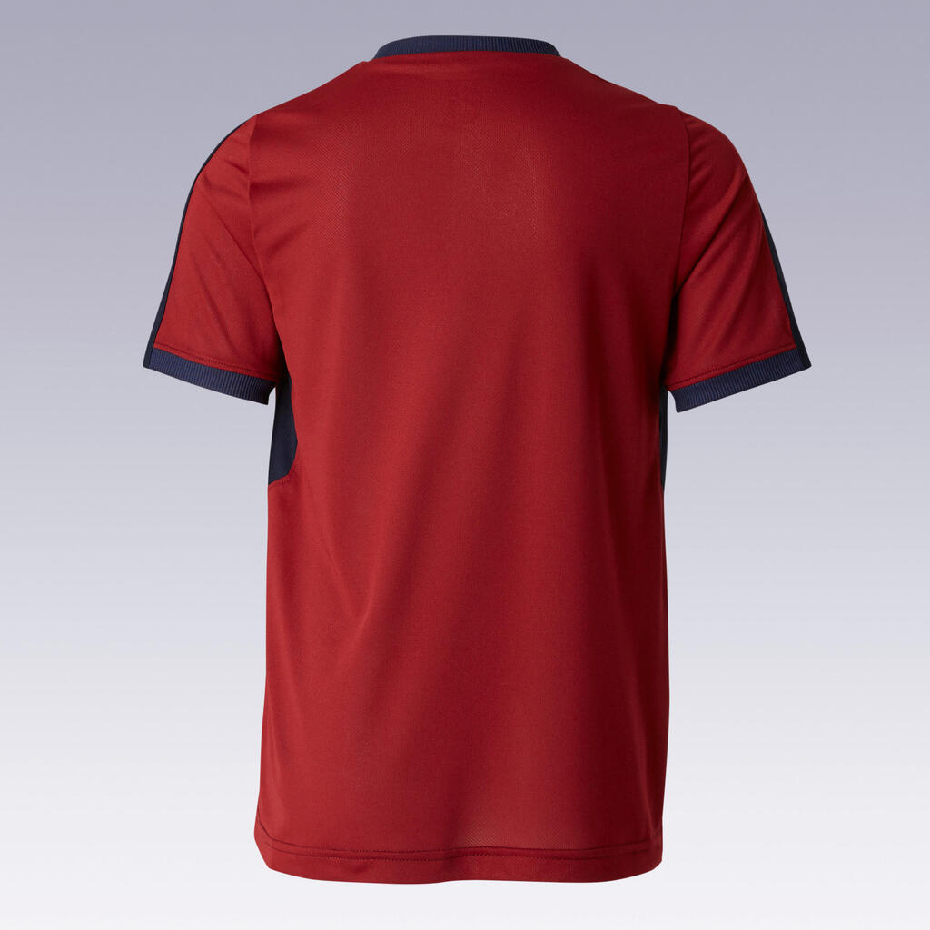 Kids' Short-Sleeved Football Shirt F520 - Burgundy/Navy