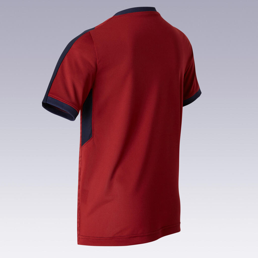 Kids' Short-Sleeved Football Shirt F520 - Burgundy/Navy