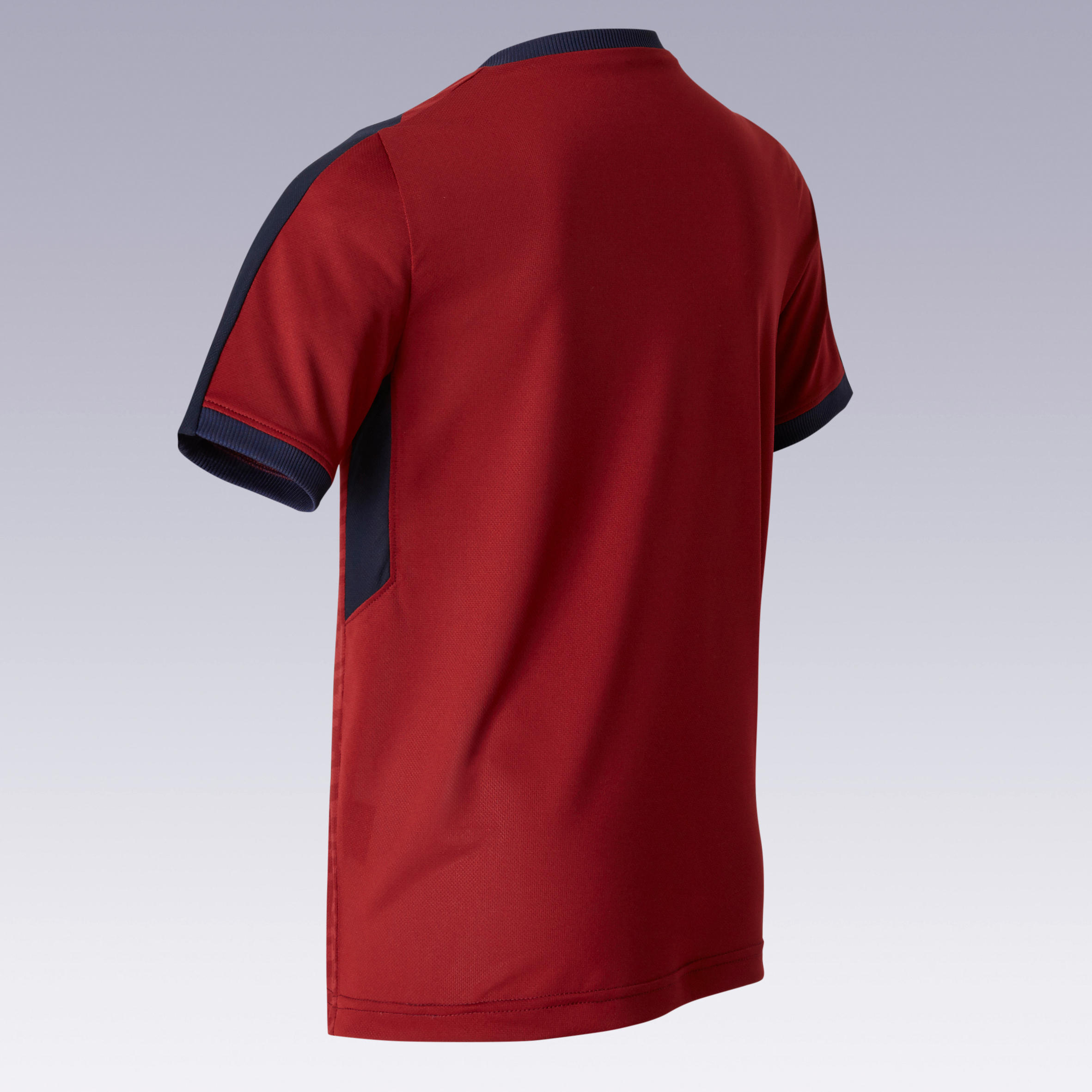 Kids' Short-Sleeved Football Shirt F520 - Burgundy/Navy 3/7