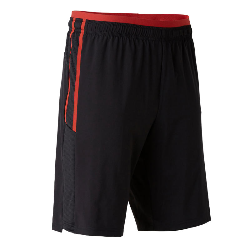 Pantalón corto de fútbol Adulto Kipsta F540 negro rojo