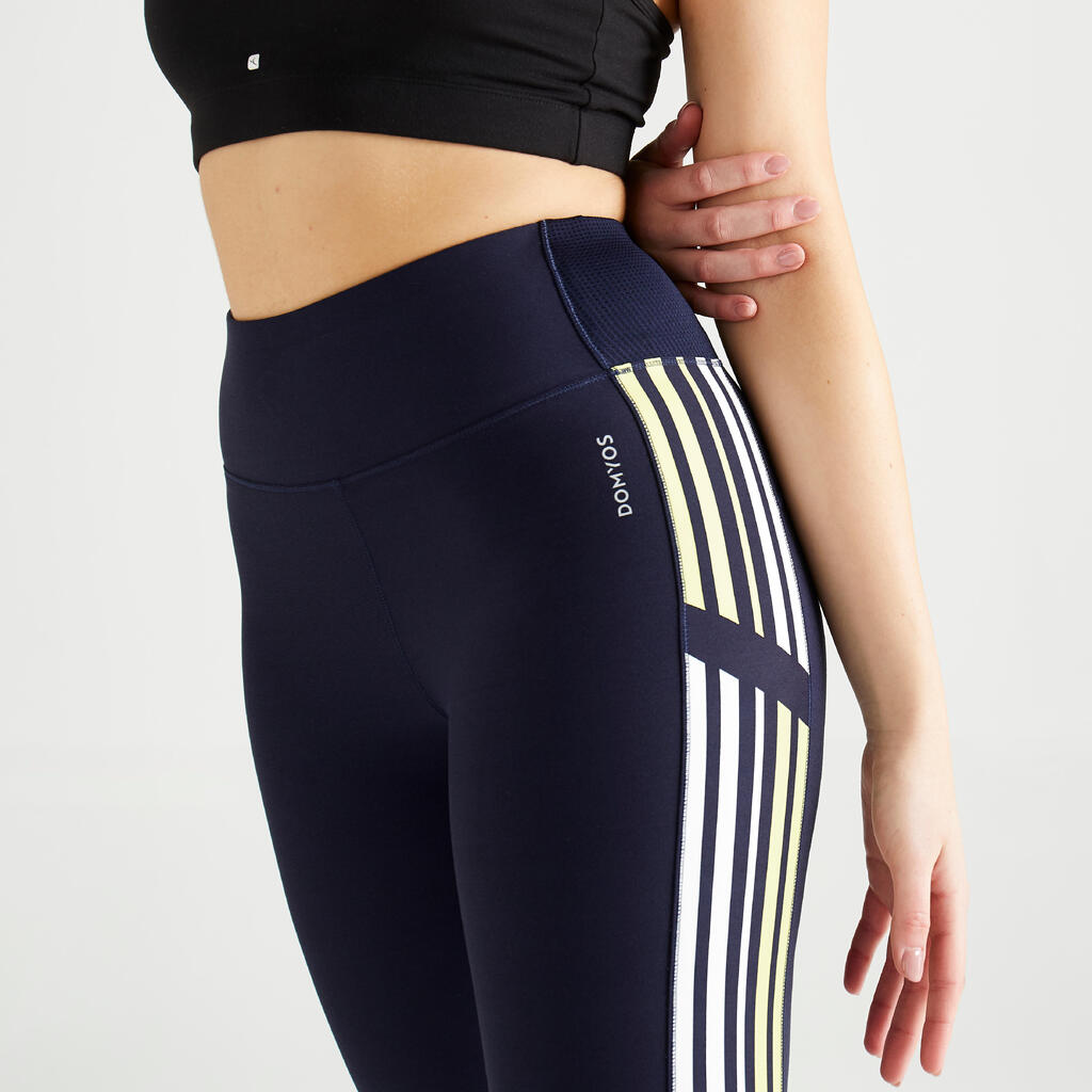 Women's High-Waisted Cropped Fitness Cardio Leggings - Navy Blue