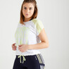 Women Sports Gym T-shirt  Loose Fit   -White/Printed Yellow