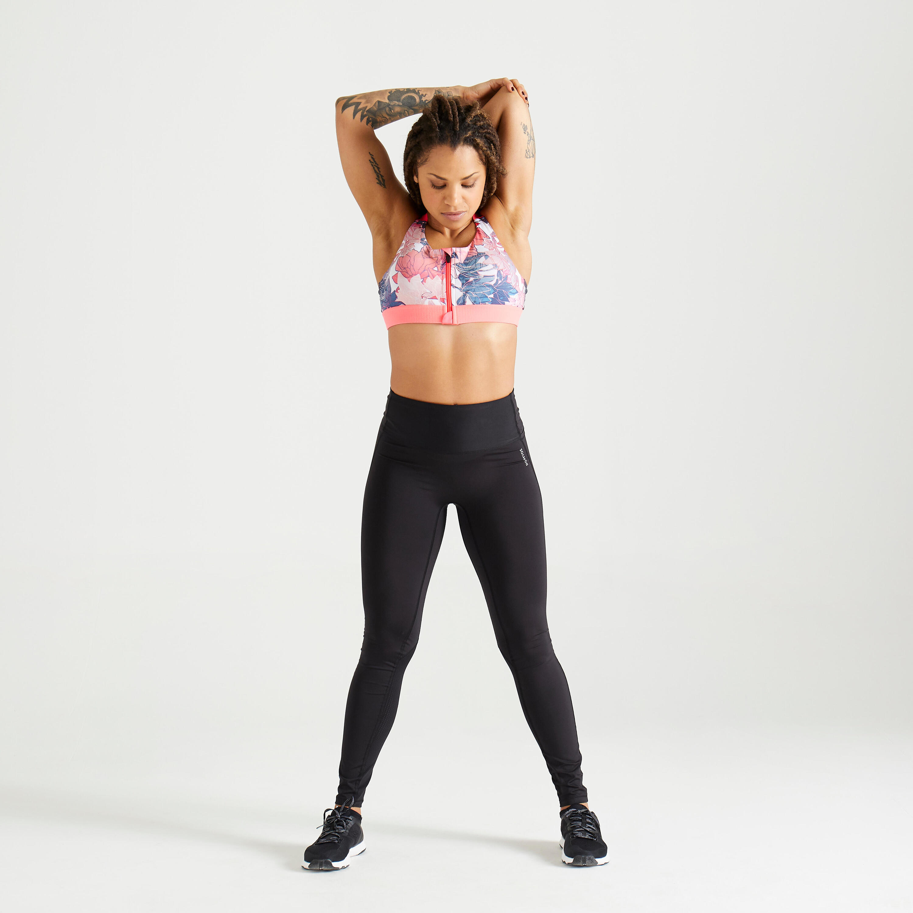 Women's Fitness Cardio Training Zip-Up Sports Bra 900 - Floral Print 2/7