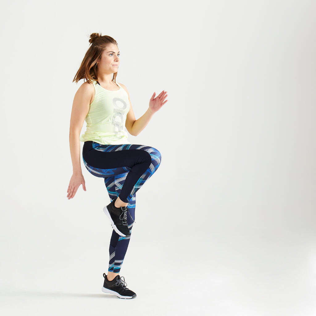 Top lang Rundhalsausschnitt Fitness Cardio Damen grün