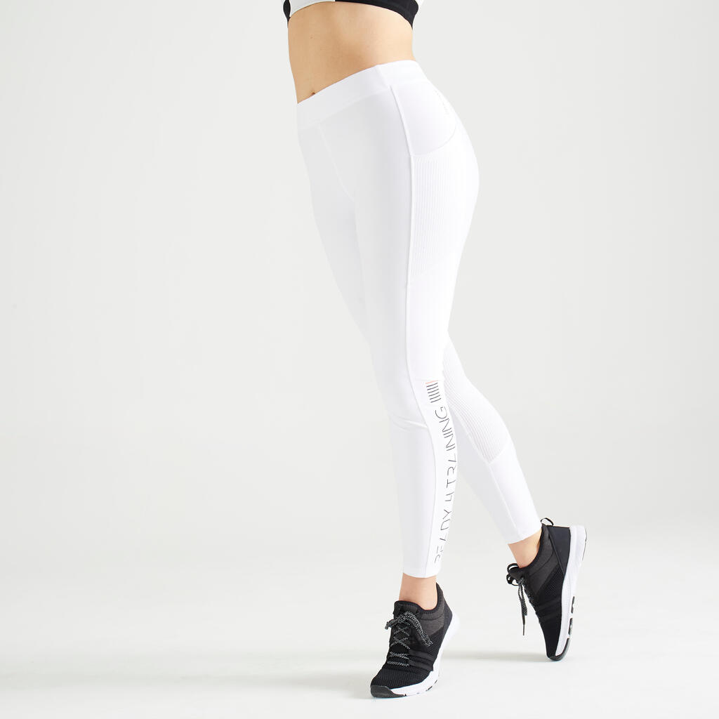 Fitness Leggings with Phone Pocket - White