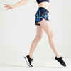 Shorts FST loose 100 Fitness Cardio Damen marineblau mit Print