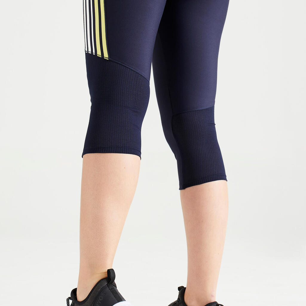 Women's High-Waisted Cropped Fitness Cardio Leggings - Navy Blue