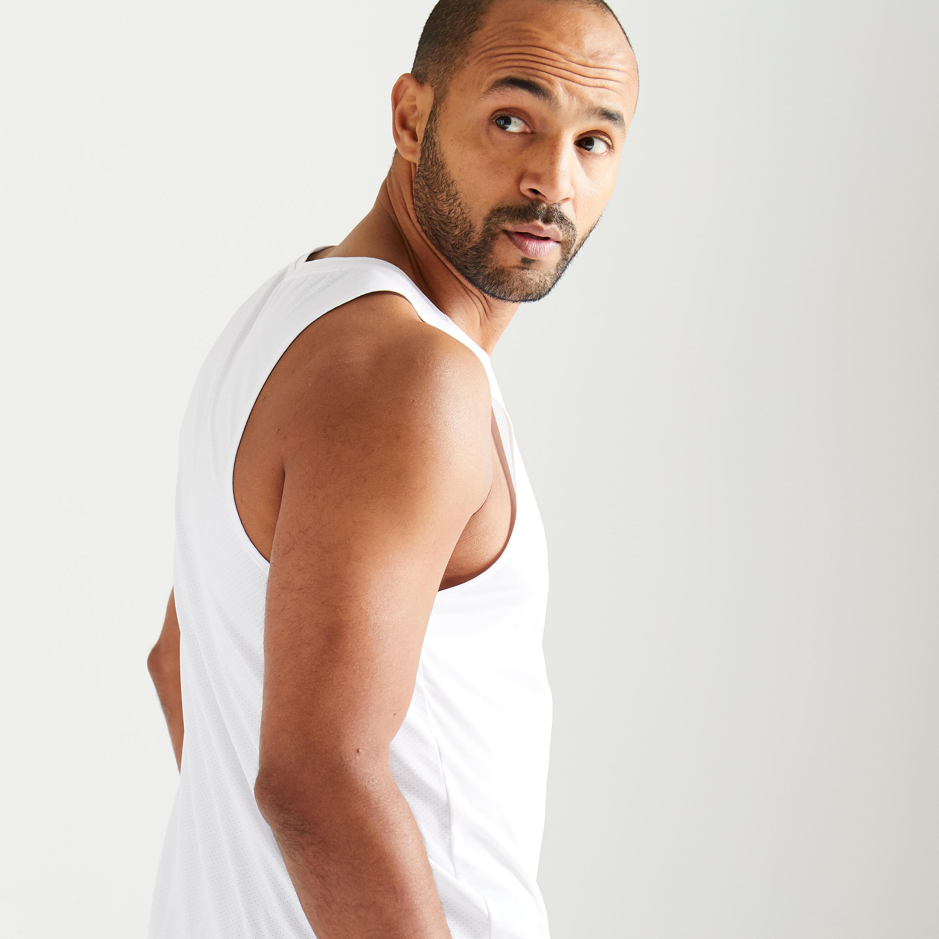 Men's Fitness Cardio Training Tank Top 500 - White 3/6