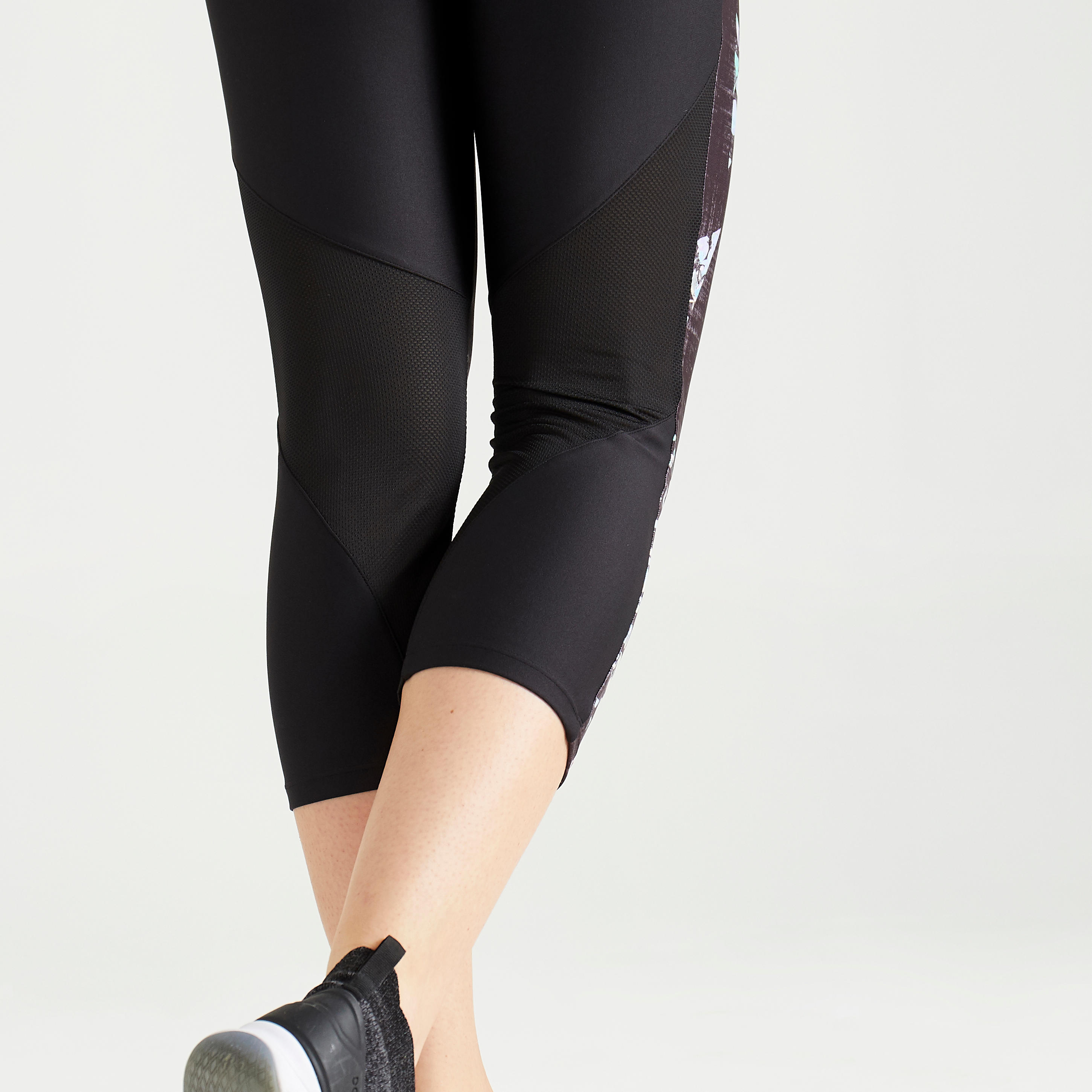 Women's 7/8-Length Fitness Cardio Training Leggings 500 - Printed Black 4/7