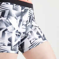 Women's Fitness Cardio Training Shorts 100 - White/Black Graphic Print