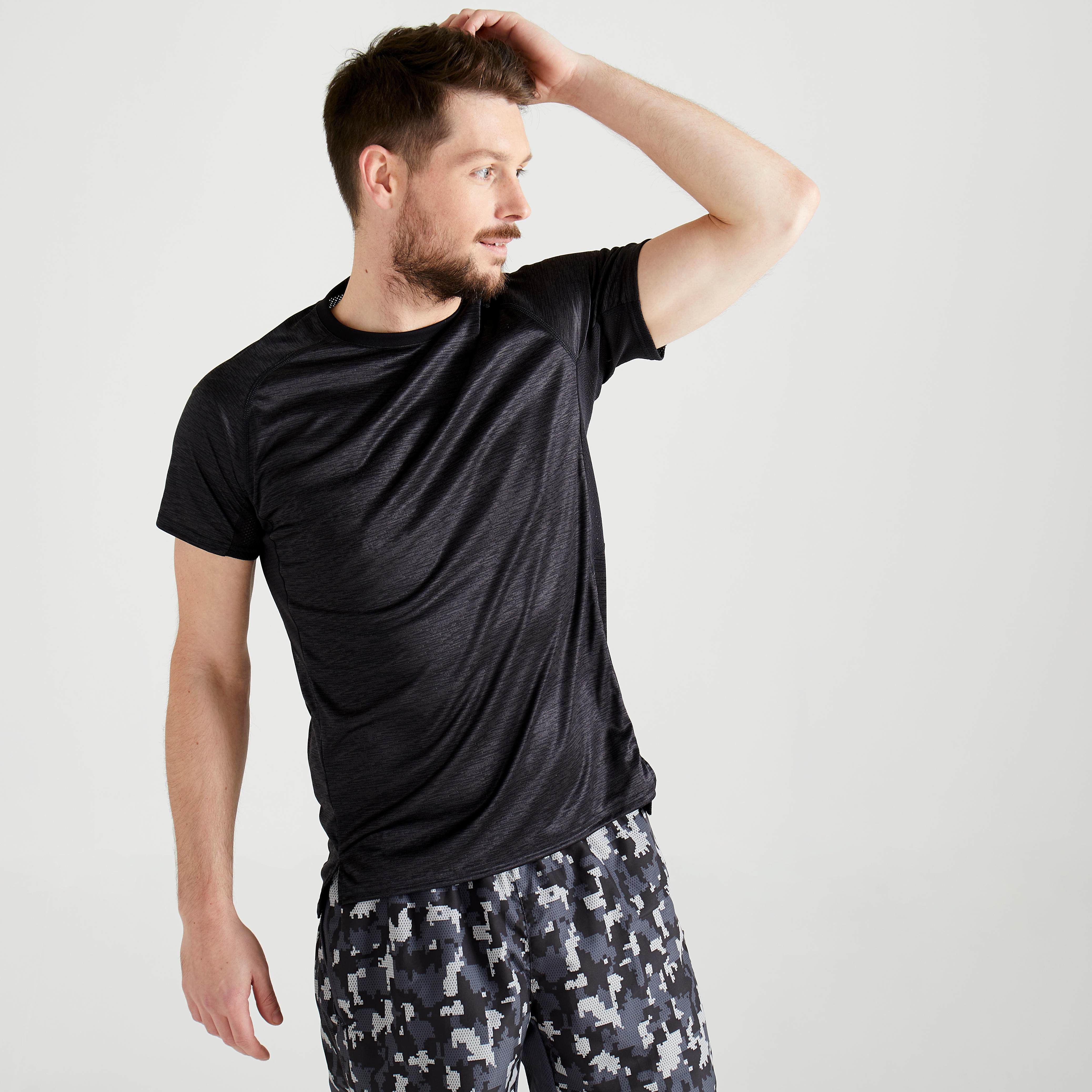 Camiseta AOP cardio fitness training FTS 120 hombre gris negro - Decathlon